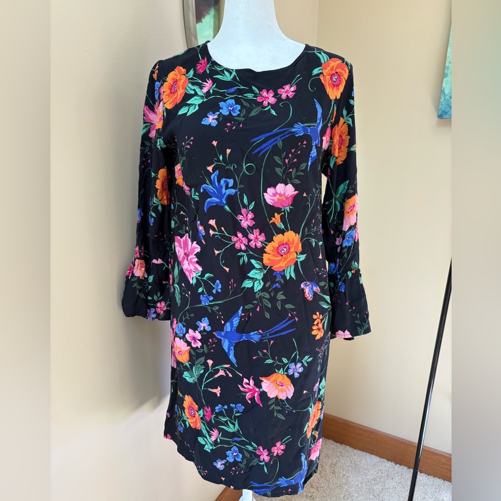 Old Navy Floral Circular Flounce Bell Sleeve Shift Dress Sz Large EUC